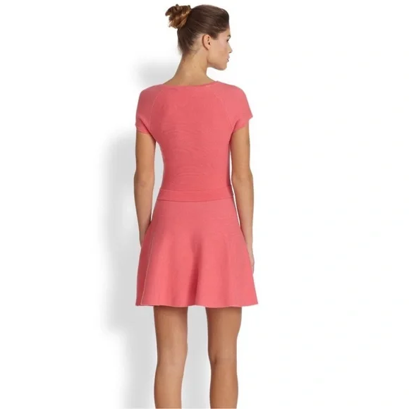 Trina Turk Fit & Flare Knit Cozumel Ribbed Sweater Dress in Hot Coral Pink - Picture 10 of 10